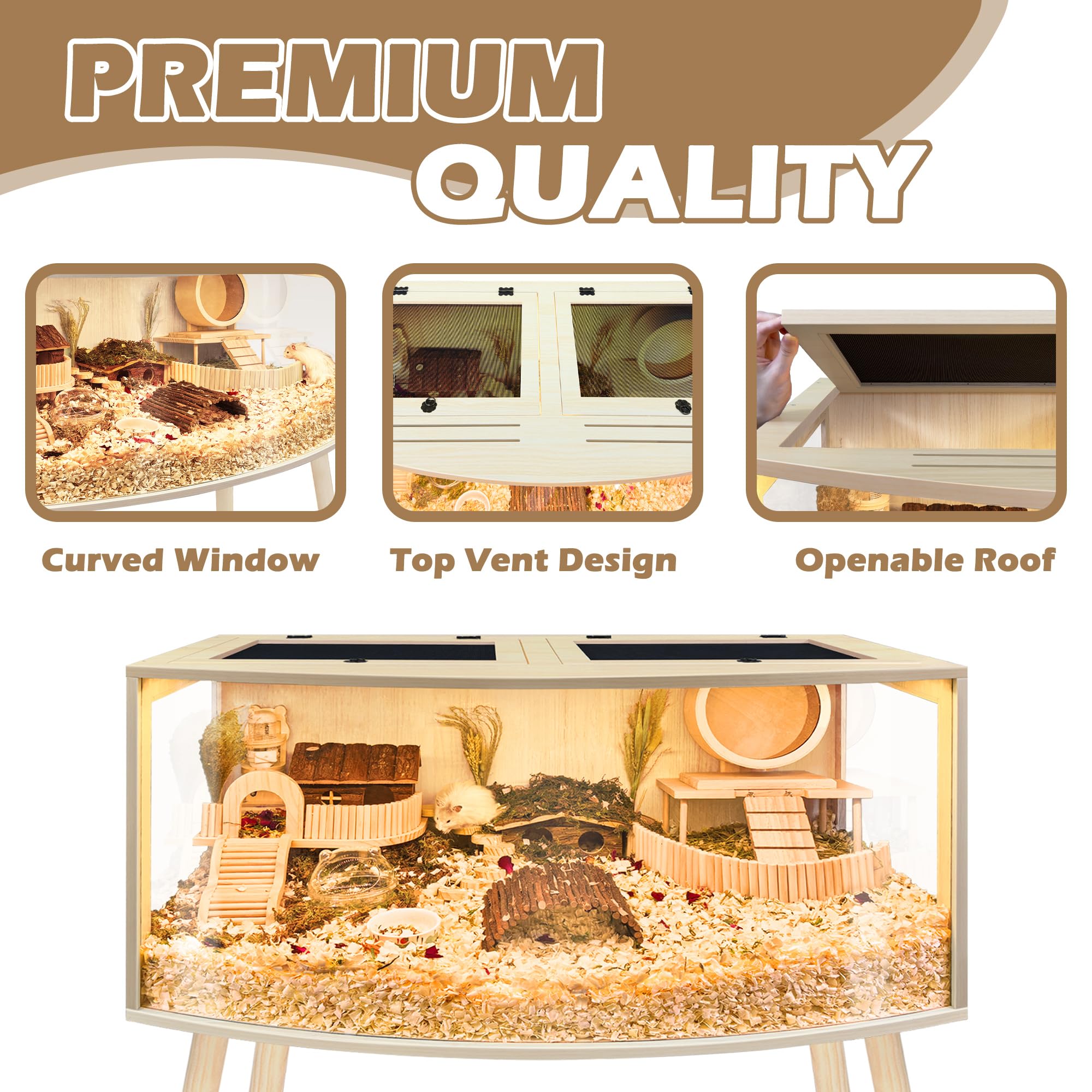 PROLEE hamster cage wood construction: waterproof coating for durable, long-lasting use