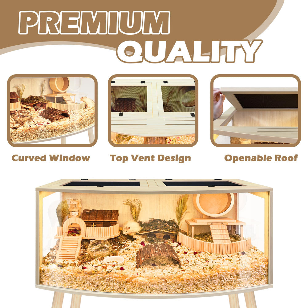 PROLEE hamster cage wood construction: waterproof coating for durable, long-lasting use