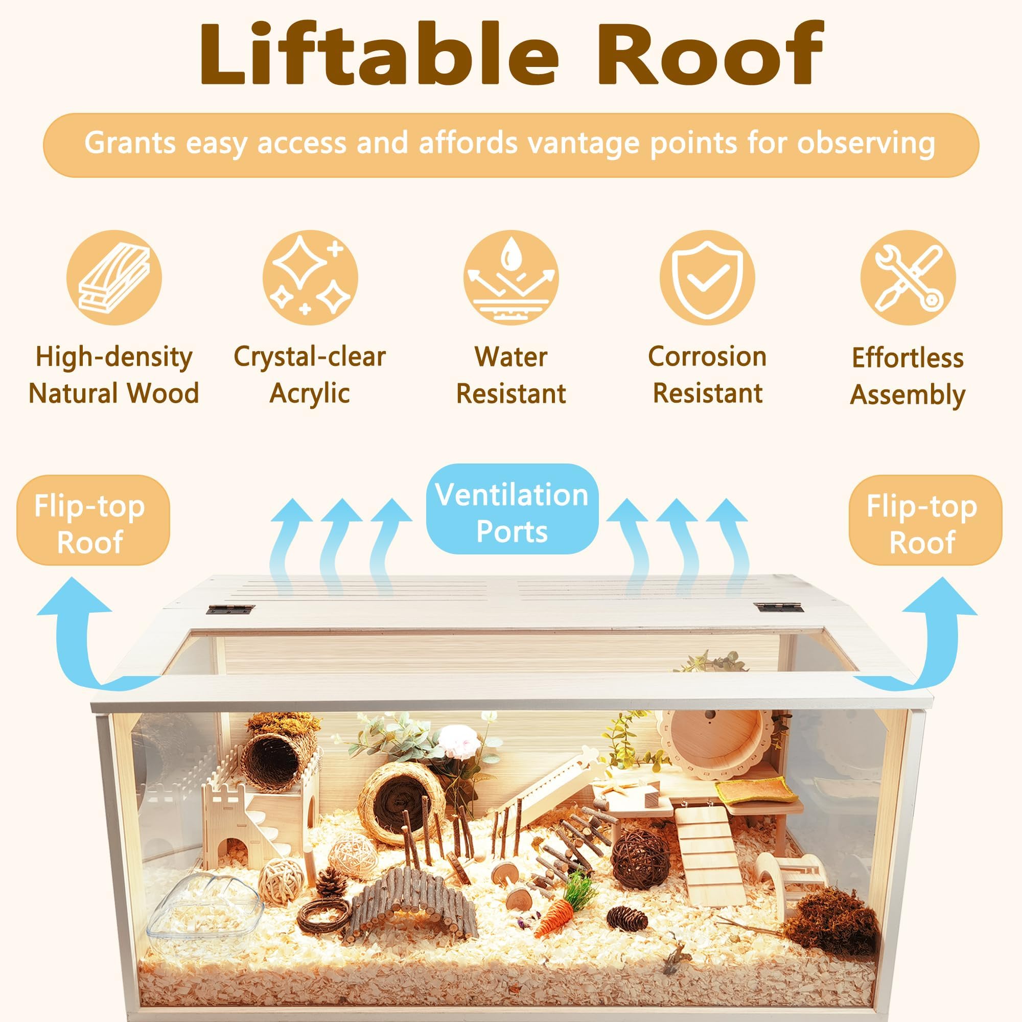 PROLEE hamster habitat on leg stands provides stable, versatile placement