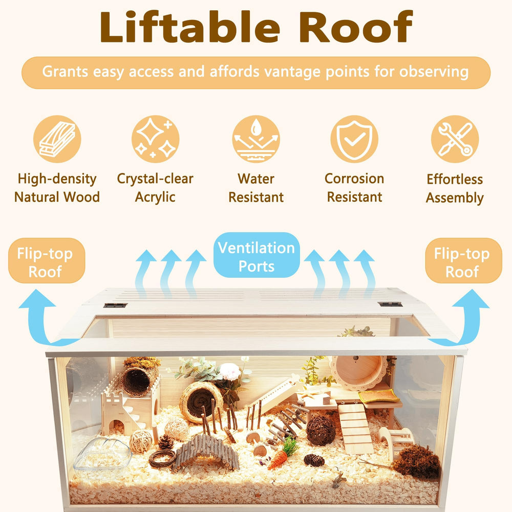 PROLEE hamster habitat on leg stands provides stable, versatile placement