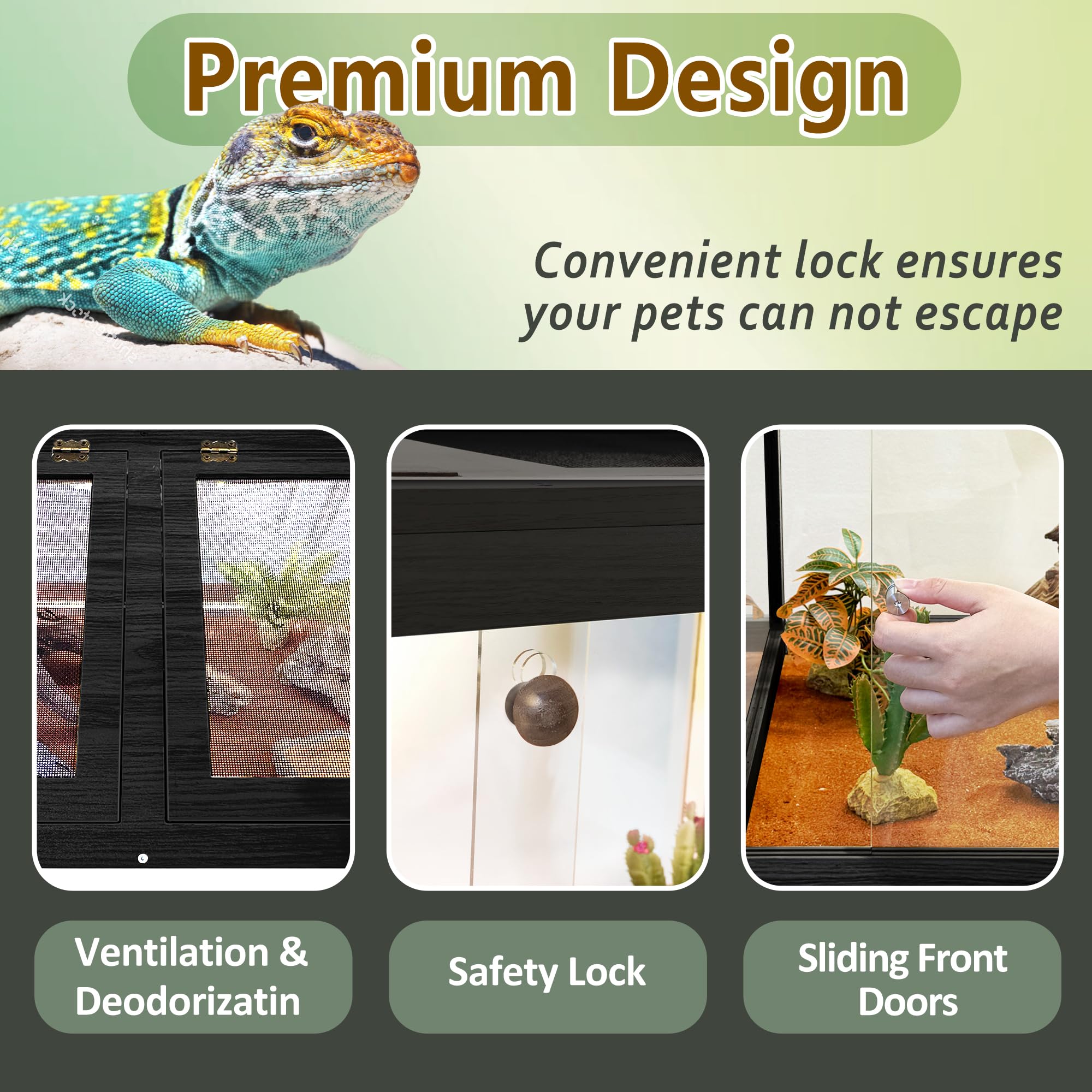 PROLEE metal mesh top ensures ventilation and lamp mounting for reptiles