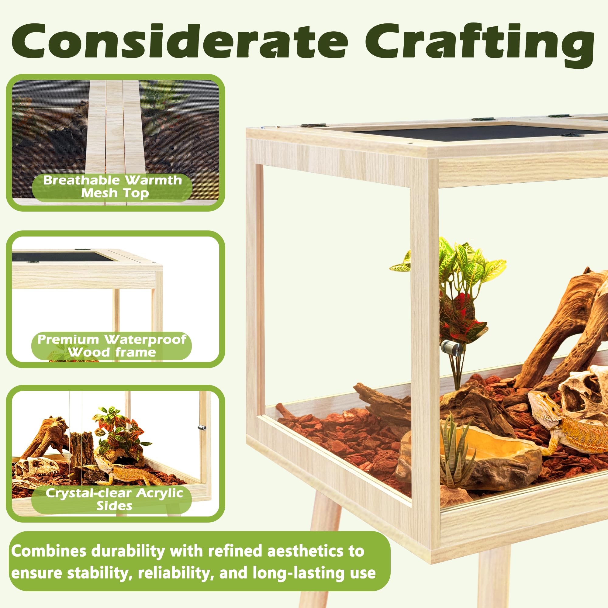 PROLEE oak 32x16x16 enclosure balances compact footprint with spacious interior.
