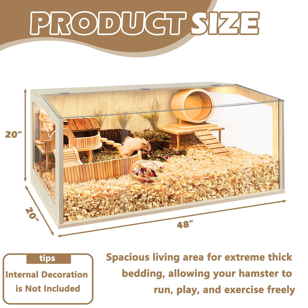 PROLEE openable top hamster habitat for easy access and viewing.
