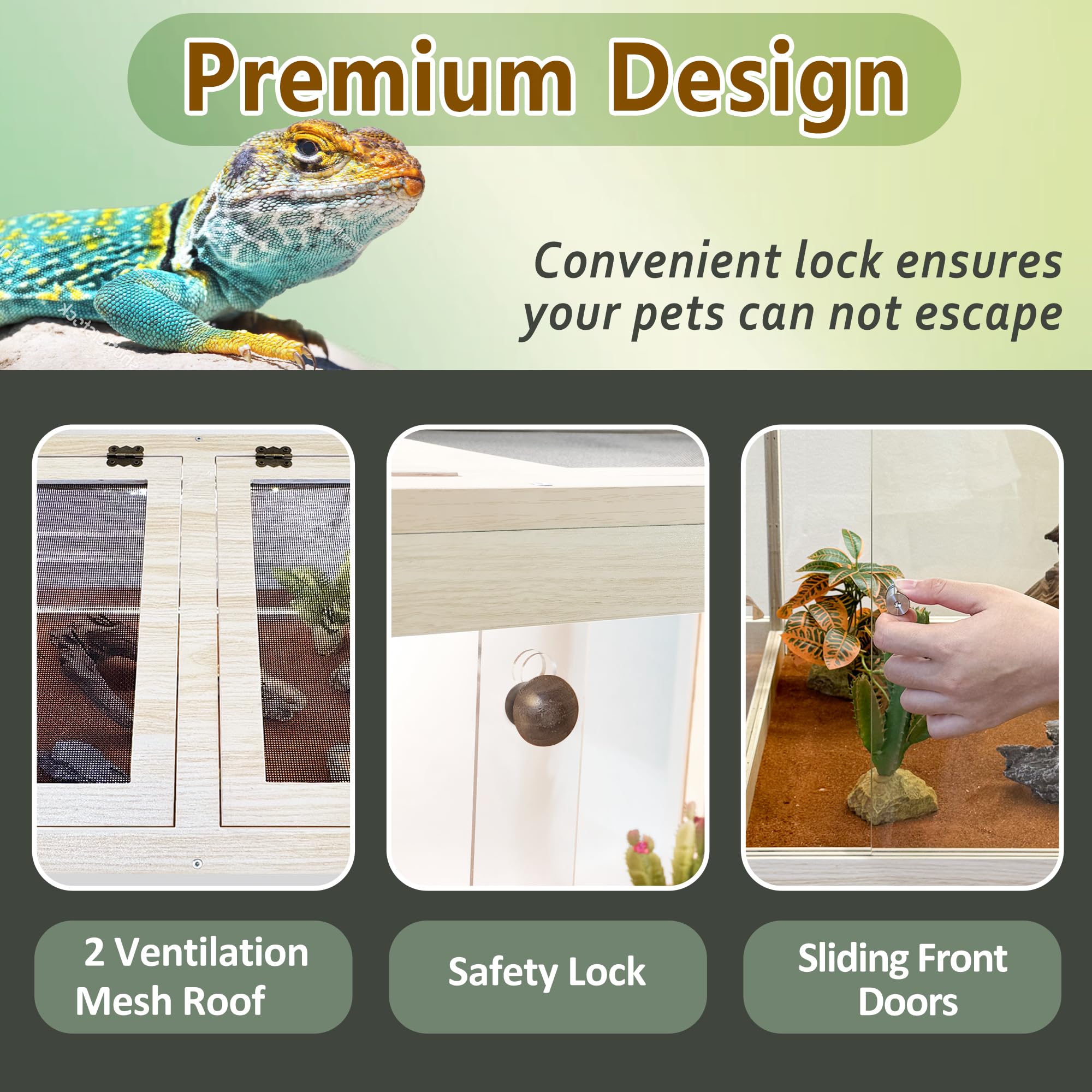 PROLEE reptile enclosure metal mesh top ensures proper airflow for active terrarium inhabitants