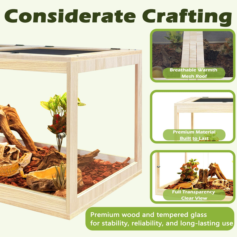 PROLEE reptile habitat acrylic liner bottom eases cleaning while keeping interior tidy