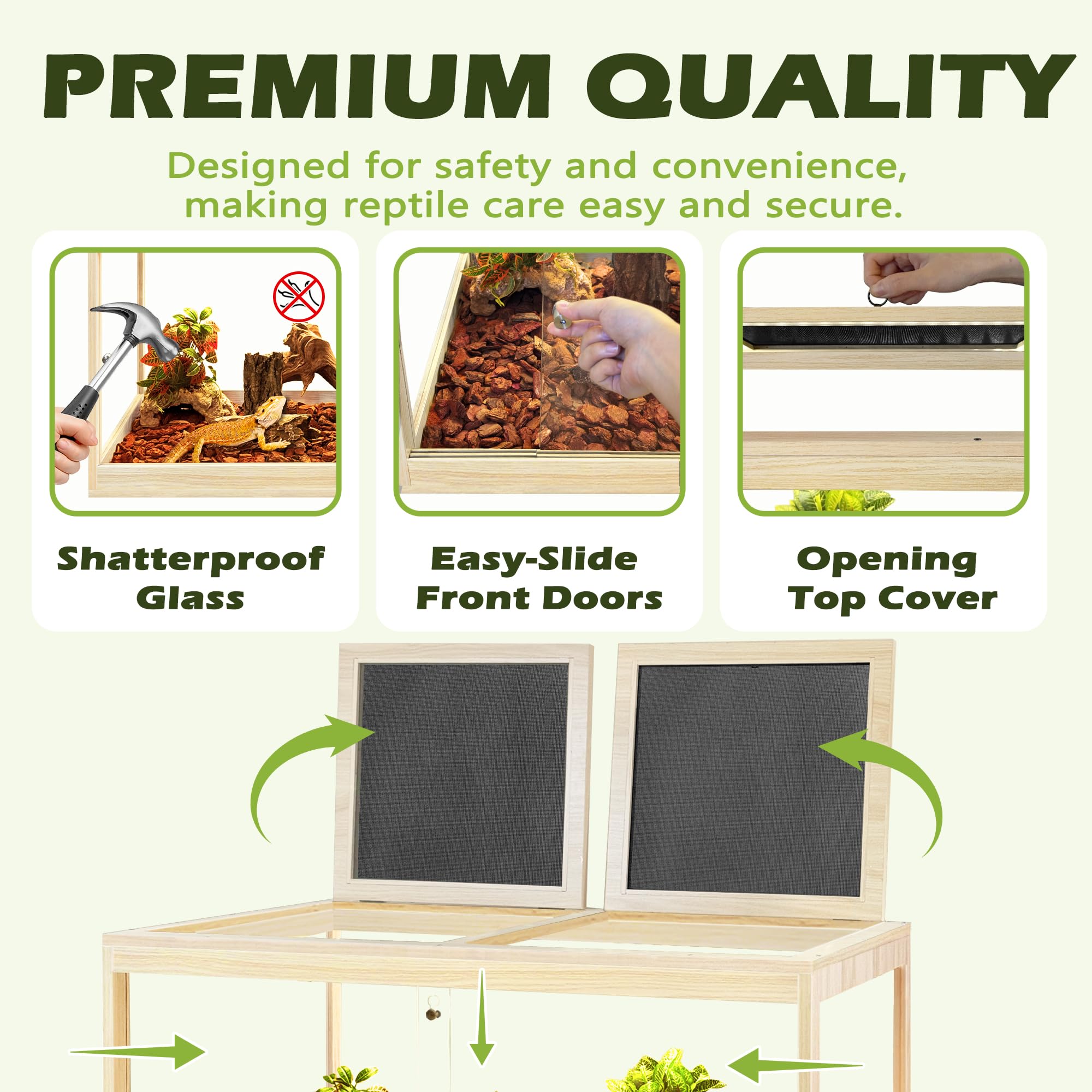 PROLEE reptile habitat front doors with locking mechanism ensure secure access for handling