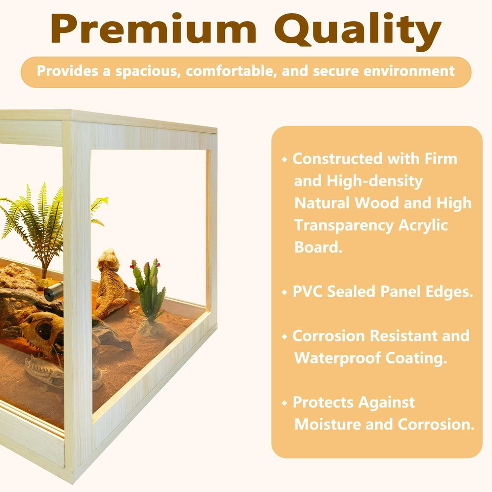 PROLEE Retile Tank 60-gallon capacity supports spacious reptile habitats.
