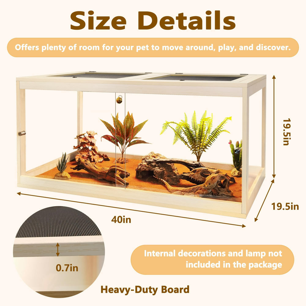 PROLEE Retile Tank metal mesh roof enables ventilation and safe lamp placement.