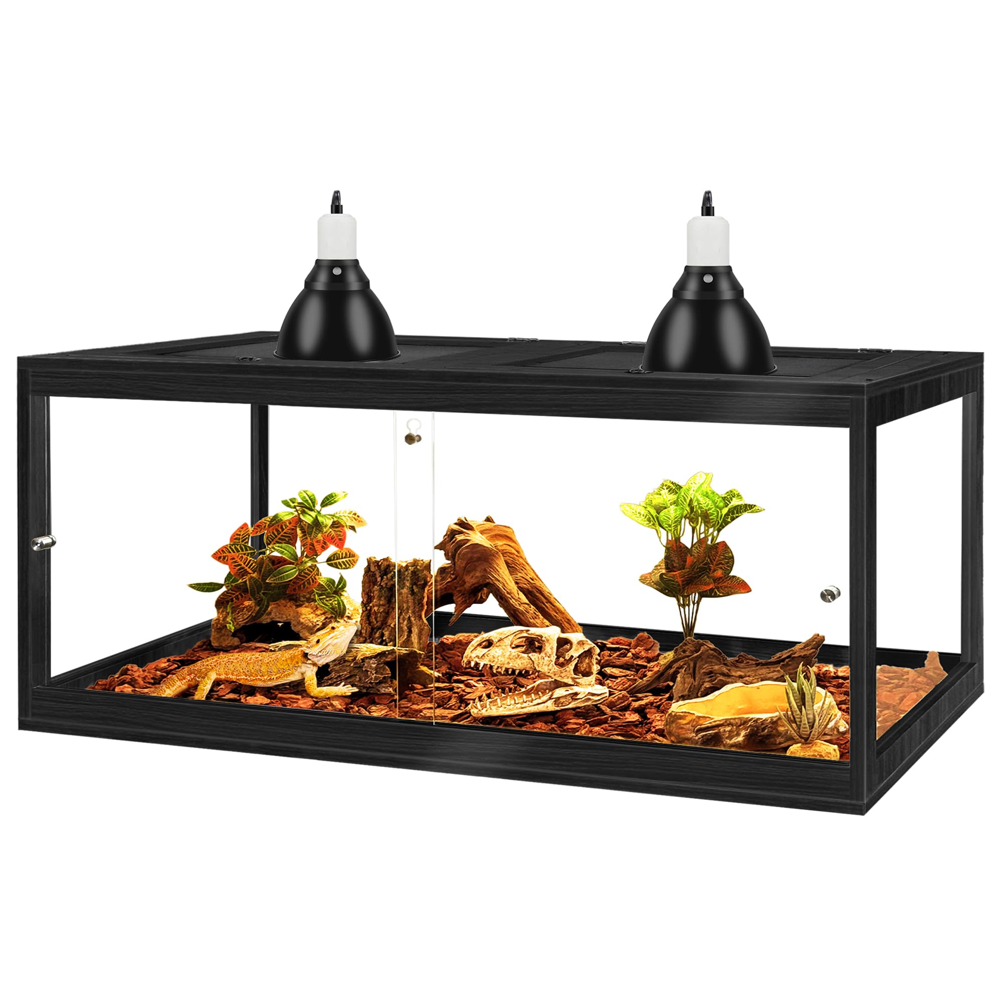 PROLEE tempered glass beard dragon tank 81gal offers crystal-clear visibility for easy monitoring.