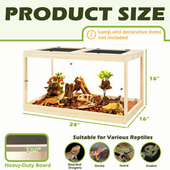 PROLEE Bearded Dragon Tank side view showing 360-degree visibility and interior space
