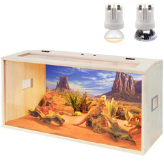 PROLEE tempered glass bearded dragon tank front view highlights bright, crystal-clear viewing.