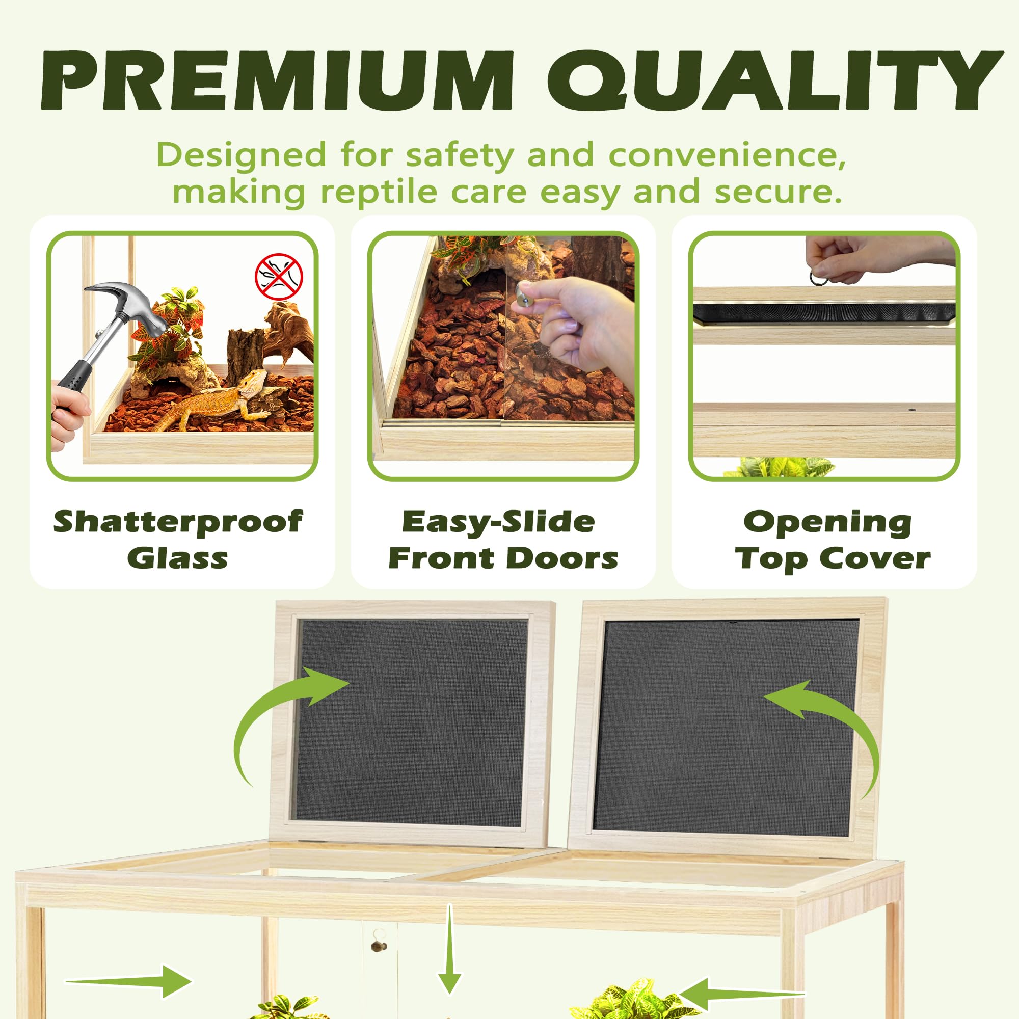 PROLEE metal mesh top ensures proper ventilation for healthy heating and lighting setups