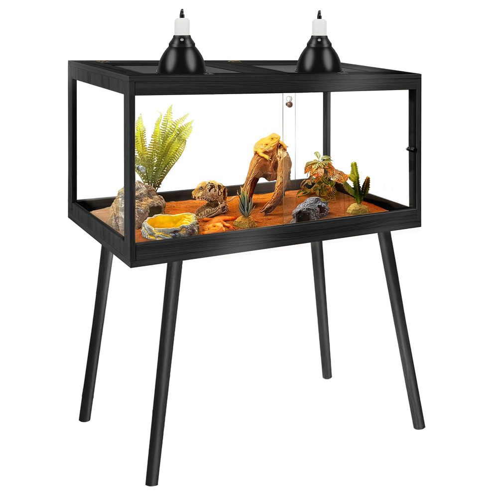 PROLEE tempered-glass-enclosure front doors offer crystal-clear visibility for bearded dragons activity