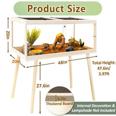 PROLEE four-sided tempered glass panels ensure clear view and durability for active reptiles.