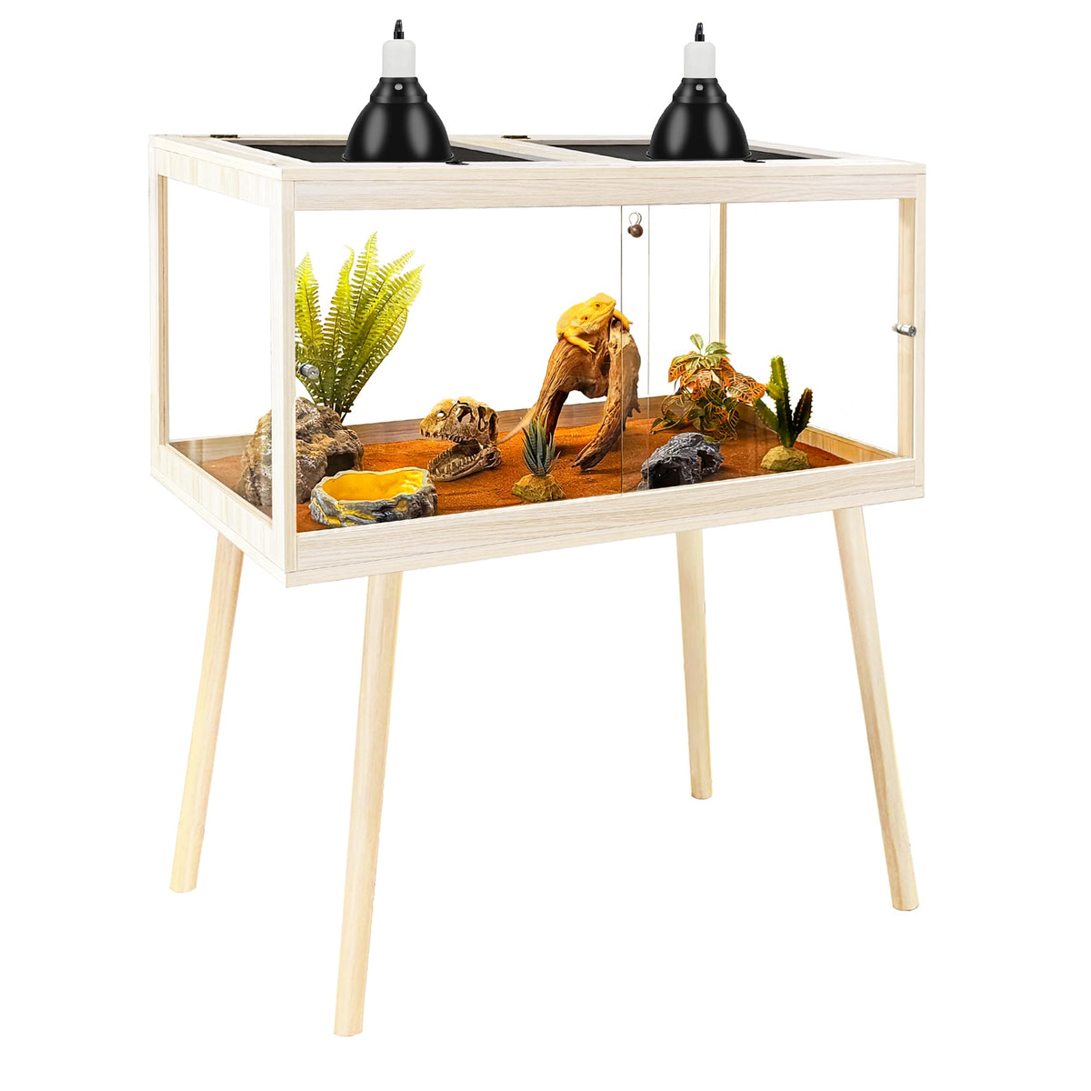 PROLEE tempered glass enclosure front view offers crystal-clear visibility for reptile observation