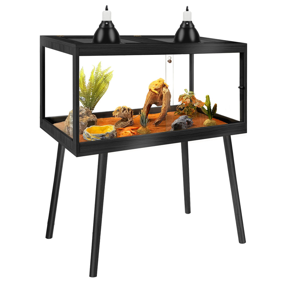 PROLEE tempered glass reptile enclosure with legs for sturdy setup