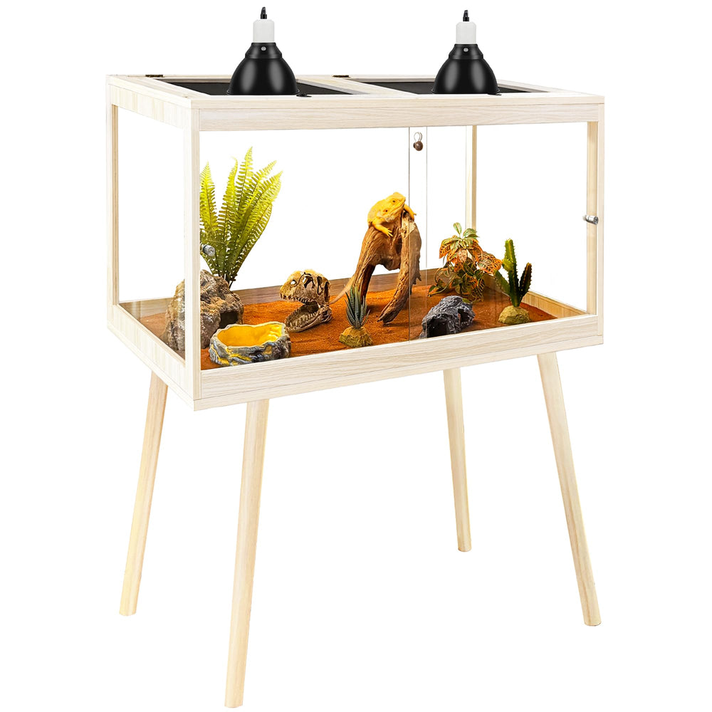 PROLEE tempered glass reptile enclosure with legs offers stable setup for terrestrial reptiles.