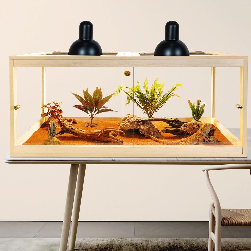 PROLEE 81gallon heat lamp compatibility image shows adaptable habitat setup.