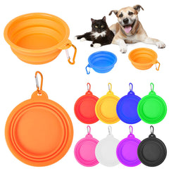 PROLOSO collapsible dog bowl folded for ultra-compact storage on walks