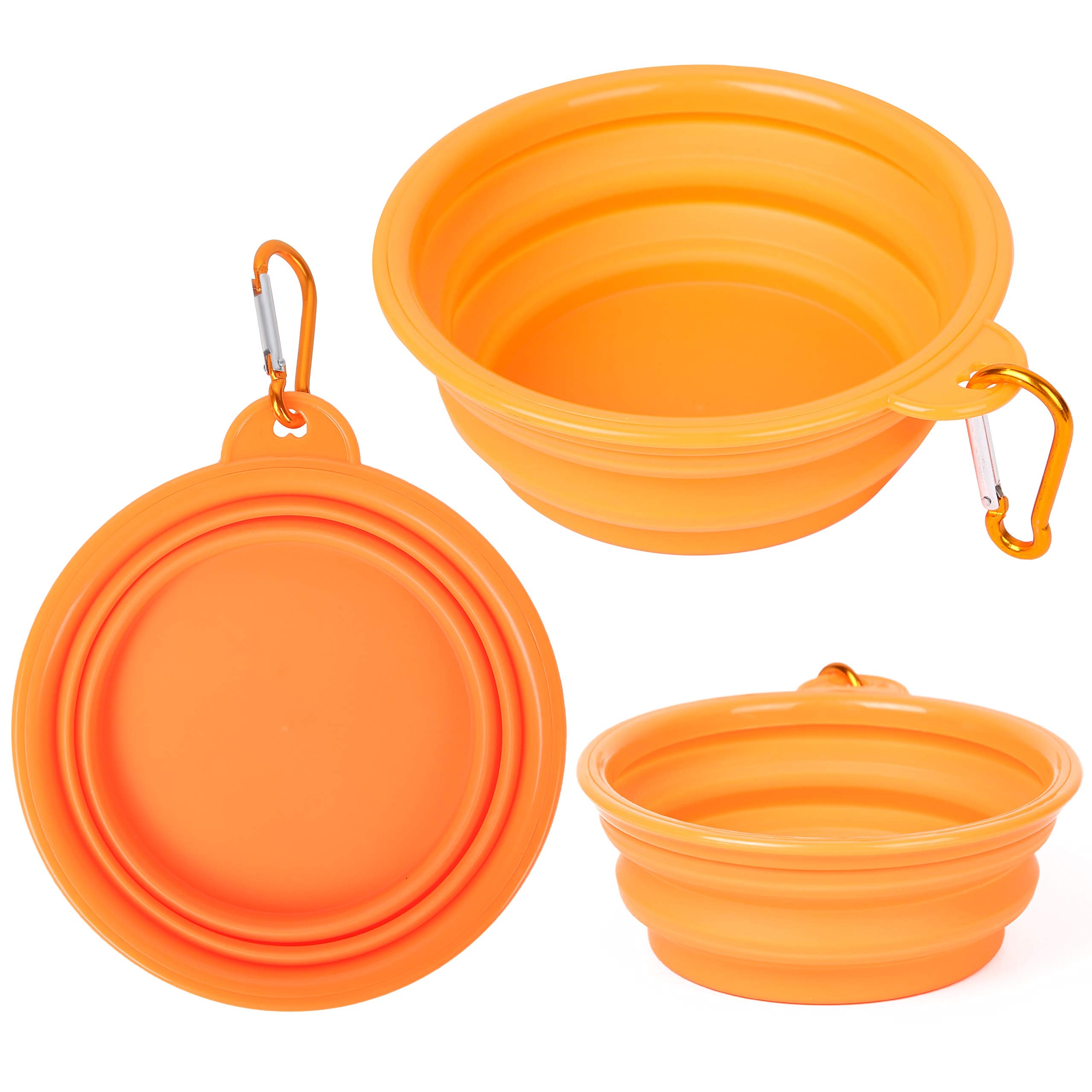PROLOSO collapsible dog bowl with carabiner for easy clipping to bags