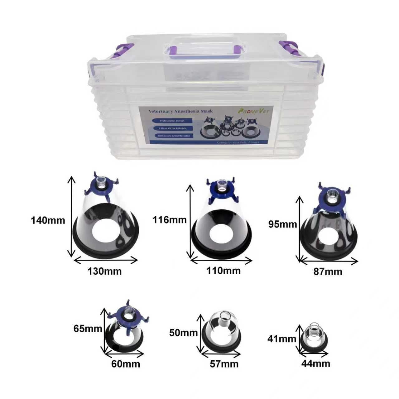 PROMEVET mask includes a universal connector compatible with standard anesthesia machines.