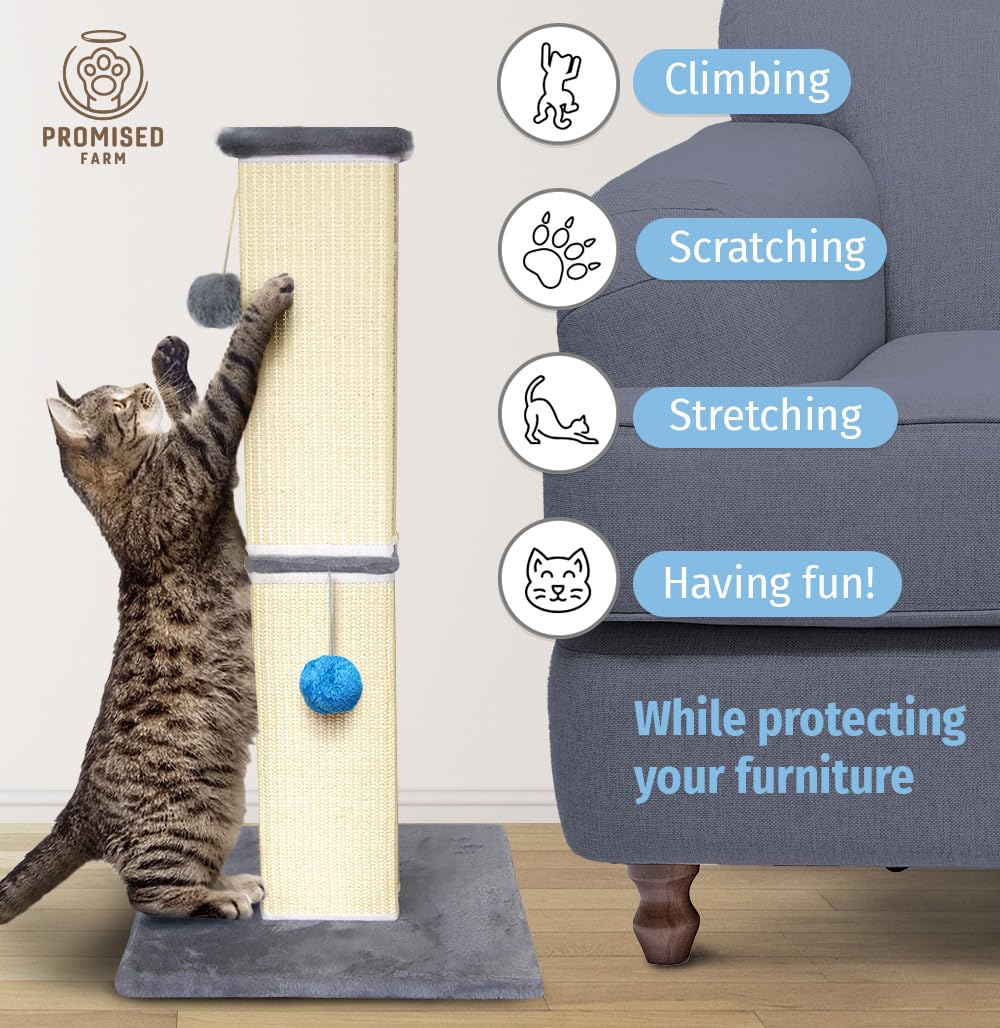 PROMISED FARM cat scratching post easy assembly instructions illustrate quick setup