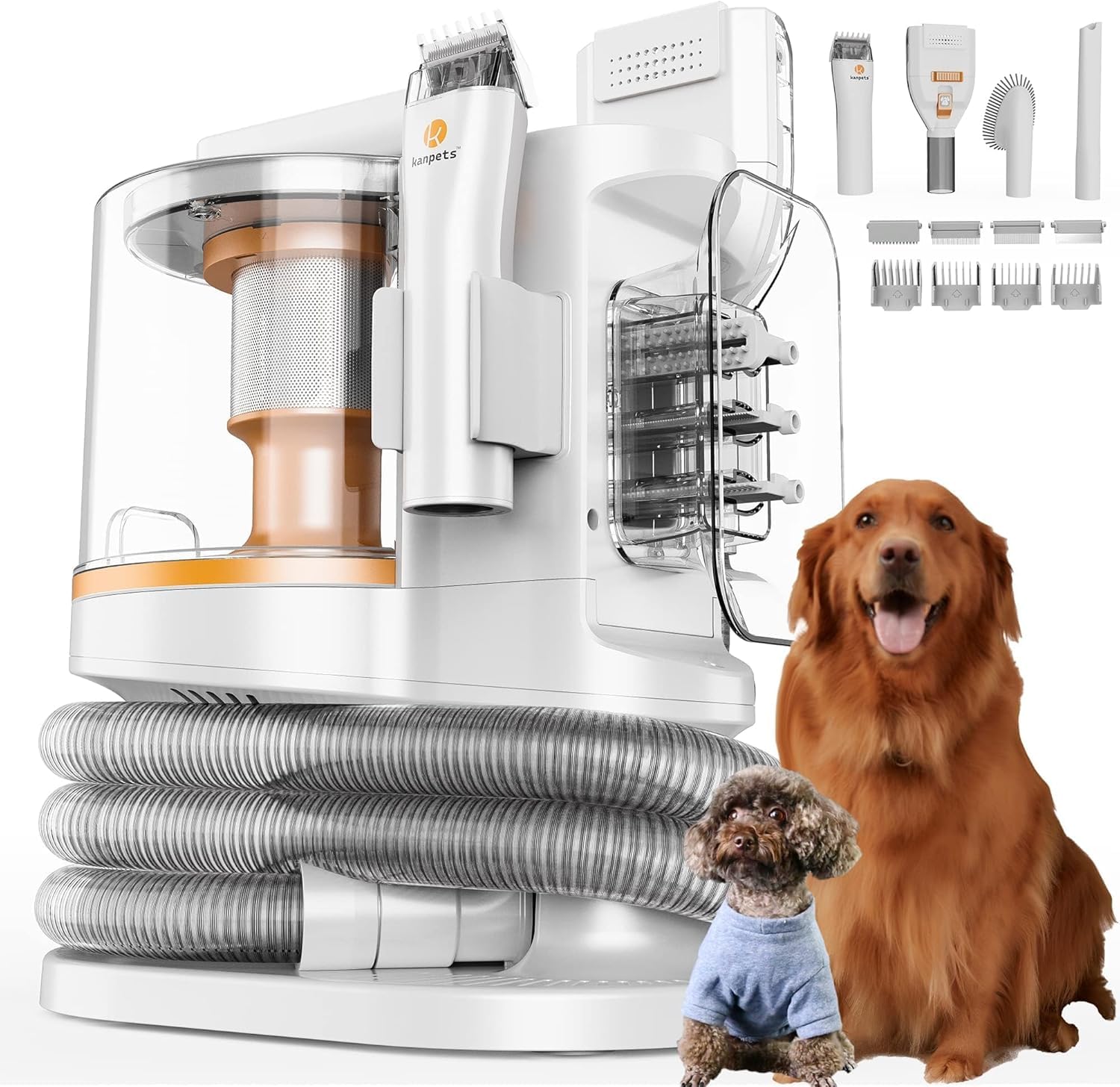 PROMOMO pet grooming kit front view with metallic orange finish for home grooming.