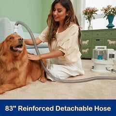 PROMOMO grooming kit vacuum dustbin 3-4L in action captures loose fur.