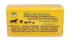 Protected Equine SOA-Itch Be Gone bar soap label ready to soothe irritated skin.