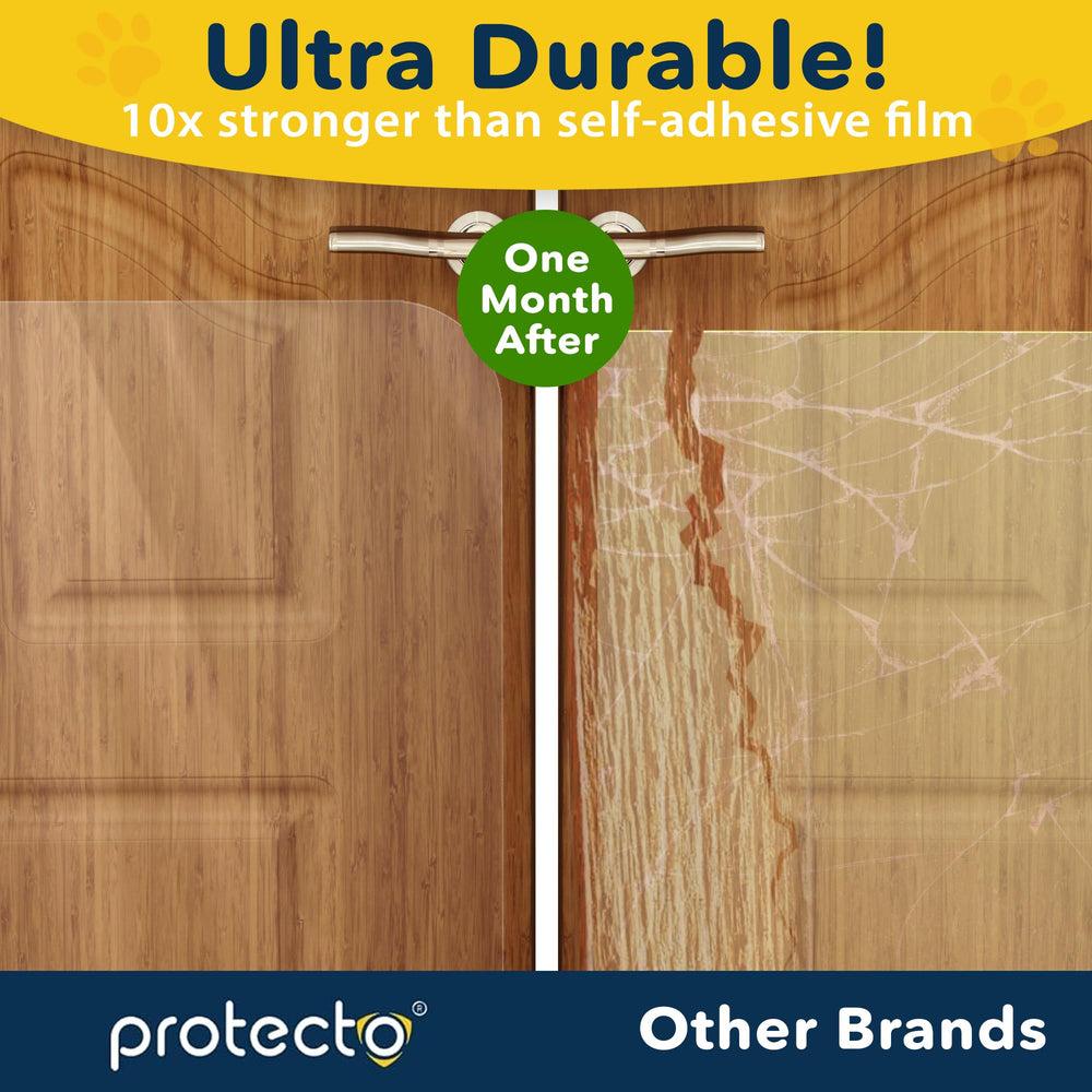 PROTECTO cat-dog door scratch guard with adhesive enables easy setup.
