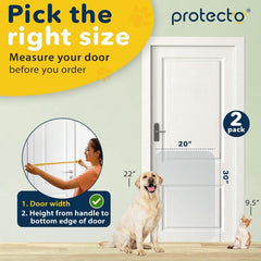 PROTECTO dog scratch protector on a door surface reduces wear.