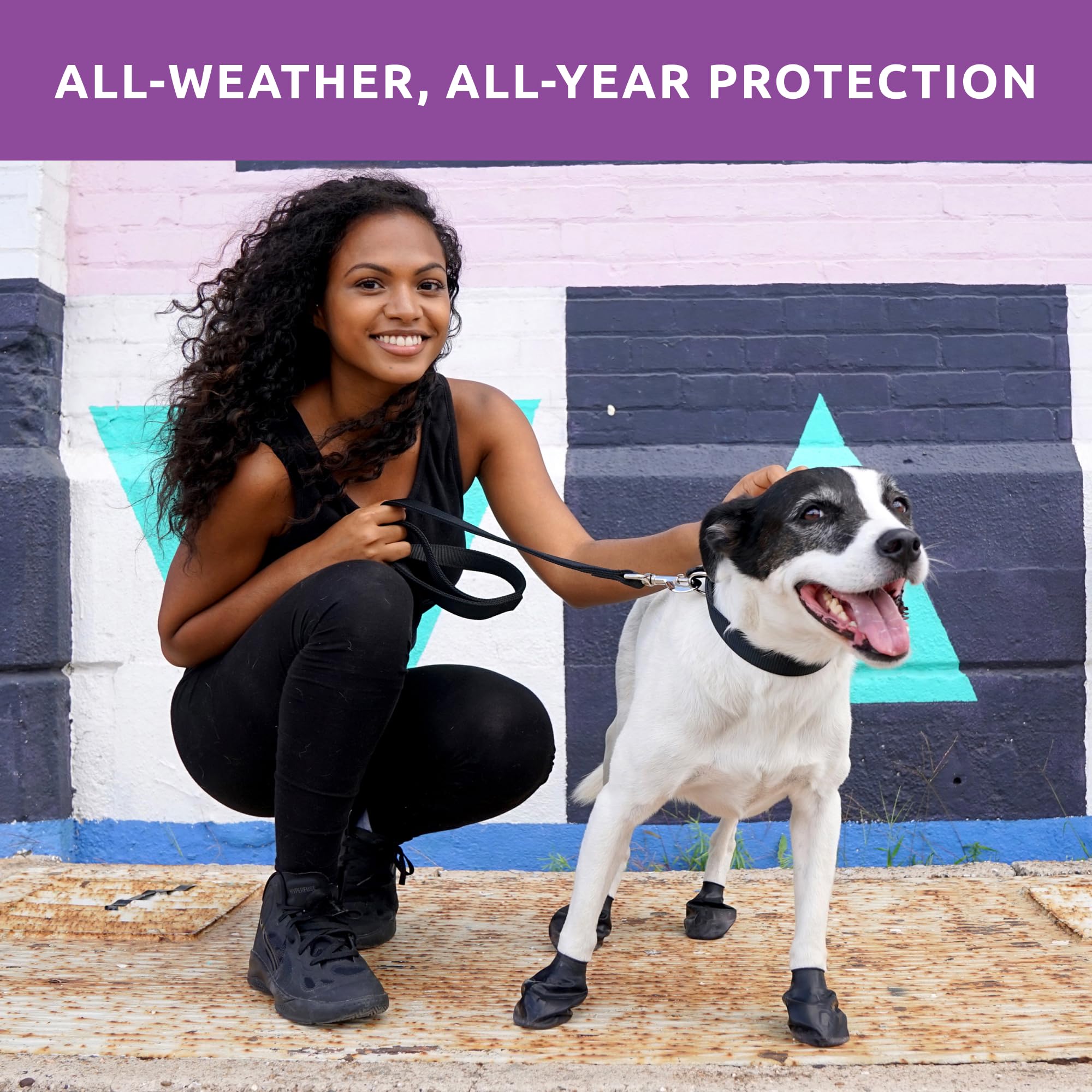 Protex PawZ anti-slip-traction-rubber boosts confidence on wet pavement.