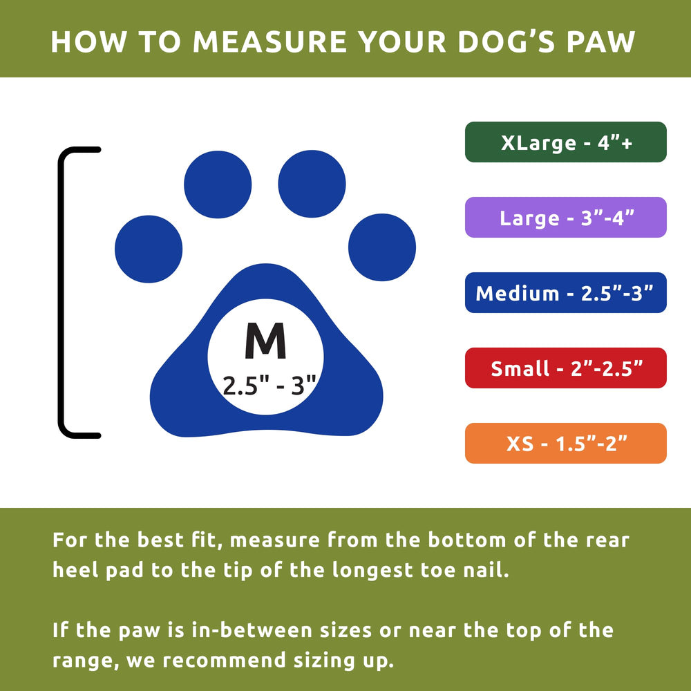 Protex PawZ sizing chart helps pick the correct medium paw fit