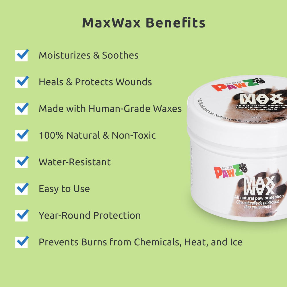 Protex PawZ MaxWax label highlights beeswax and vitamin E ingredients