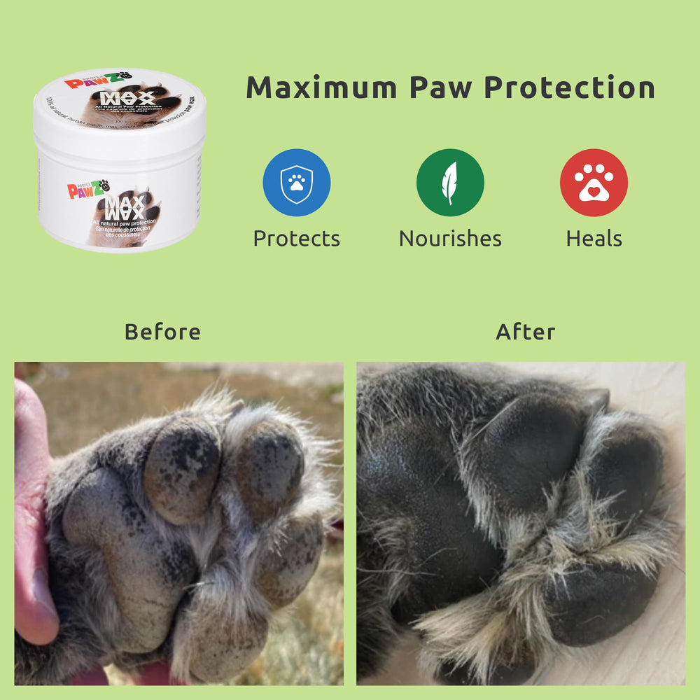 Protex PawZ MaxWax being applied to a dog's paw before a walk for protection