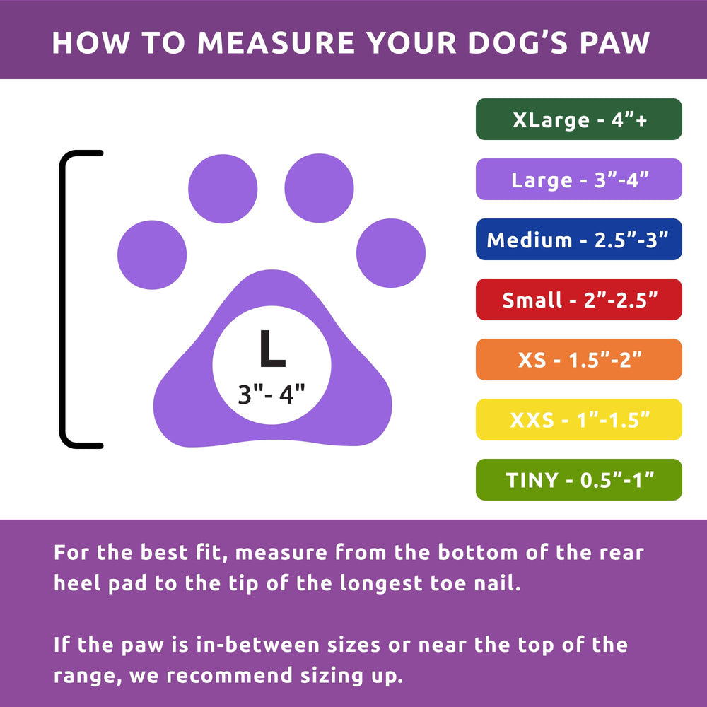 Protex PawZ sizing chart helps you find the right fit for your pet.