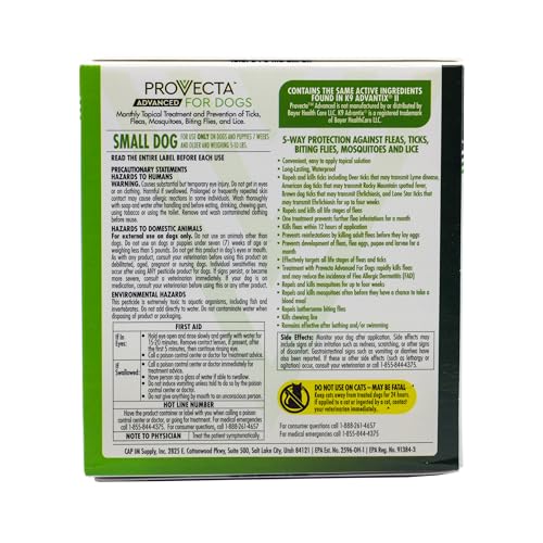 Provecta Advanced box front view displaying four-month supply for small dogs.