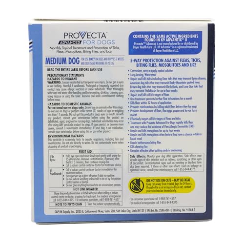Provecta Advanced topical application shows precise dosing for consistent flea control.