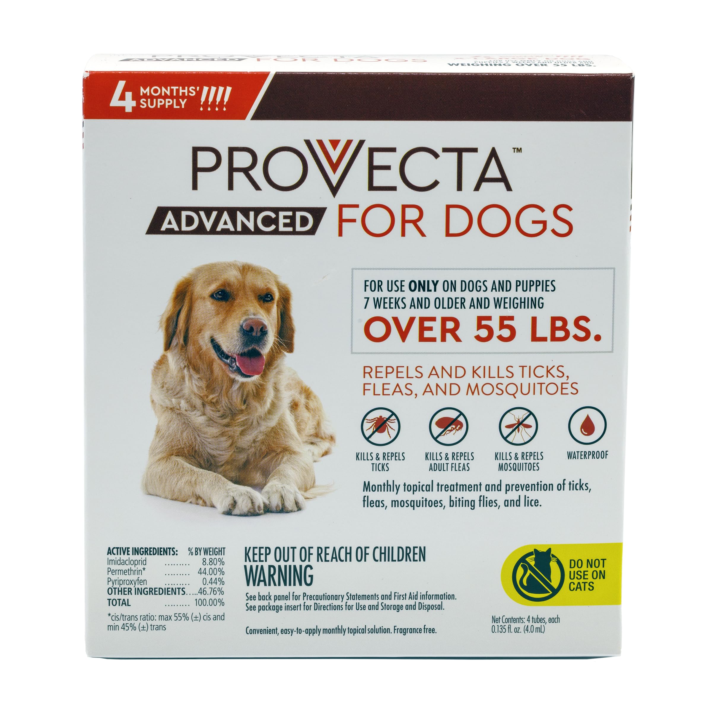 Provecta Advanced for Dogs XL bottle closeup showing monthly pest protection