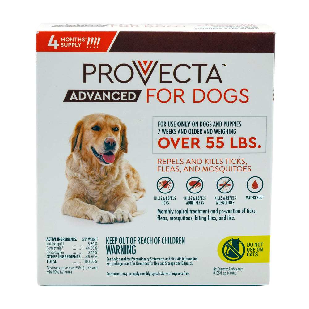 Provecta Advanced for Dogs XL bottle closeup showing monthly pest protection