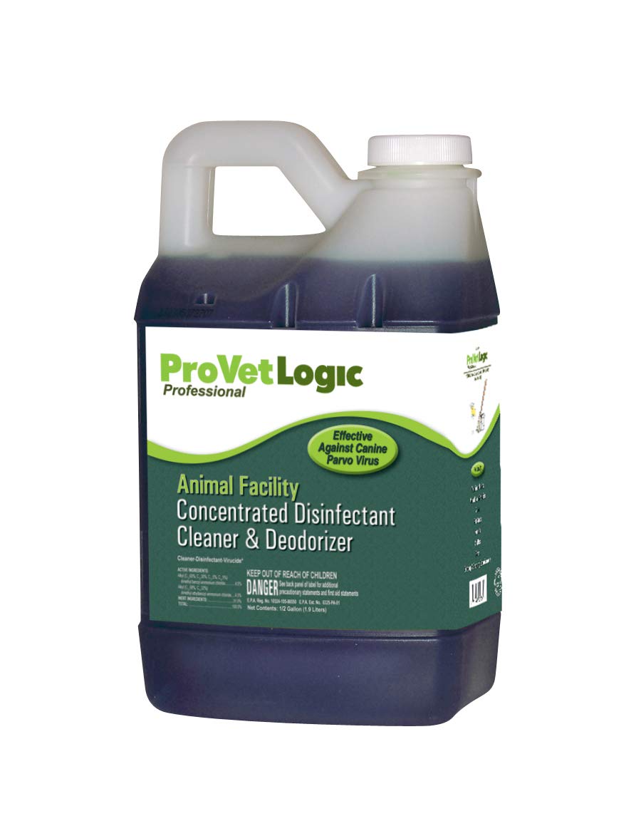 ProVetLogic disinfectant bottle shows concentrated formula for efficient cleaning and odor control