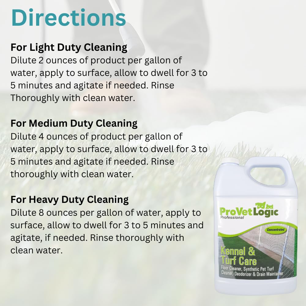ProVetLogic drain maintainer action image shows cleaner unclogging drains between kennel runs