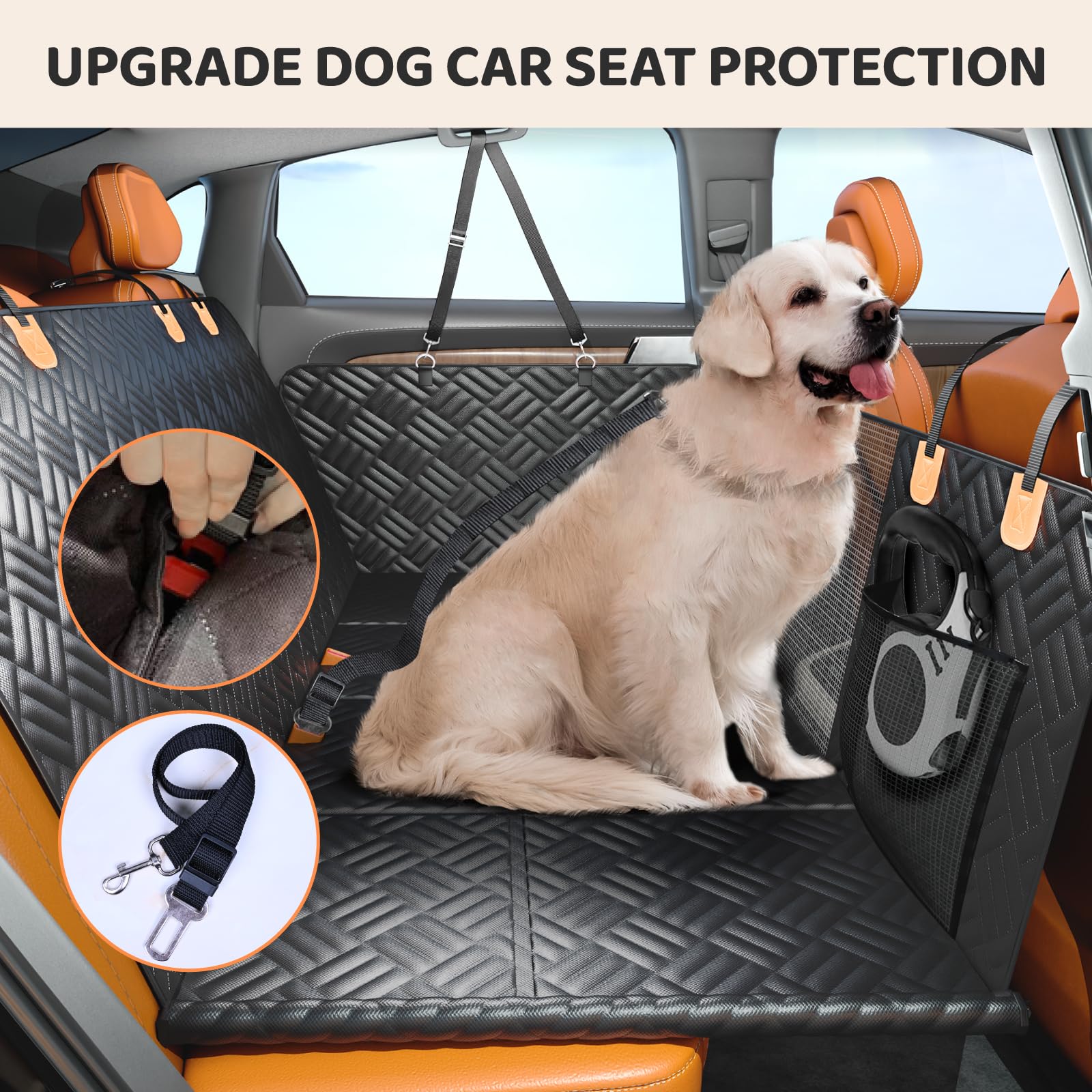 PROZAR dog hammock with waterproof, durable fabric protects seats during travel.