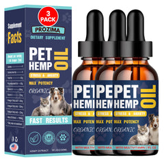 PROZIMA hemp oil dog-cat 3-pack bottle front for organic pet comfort.