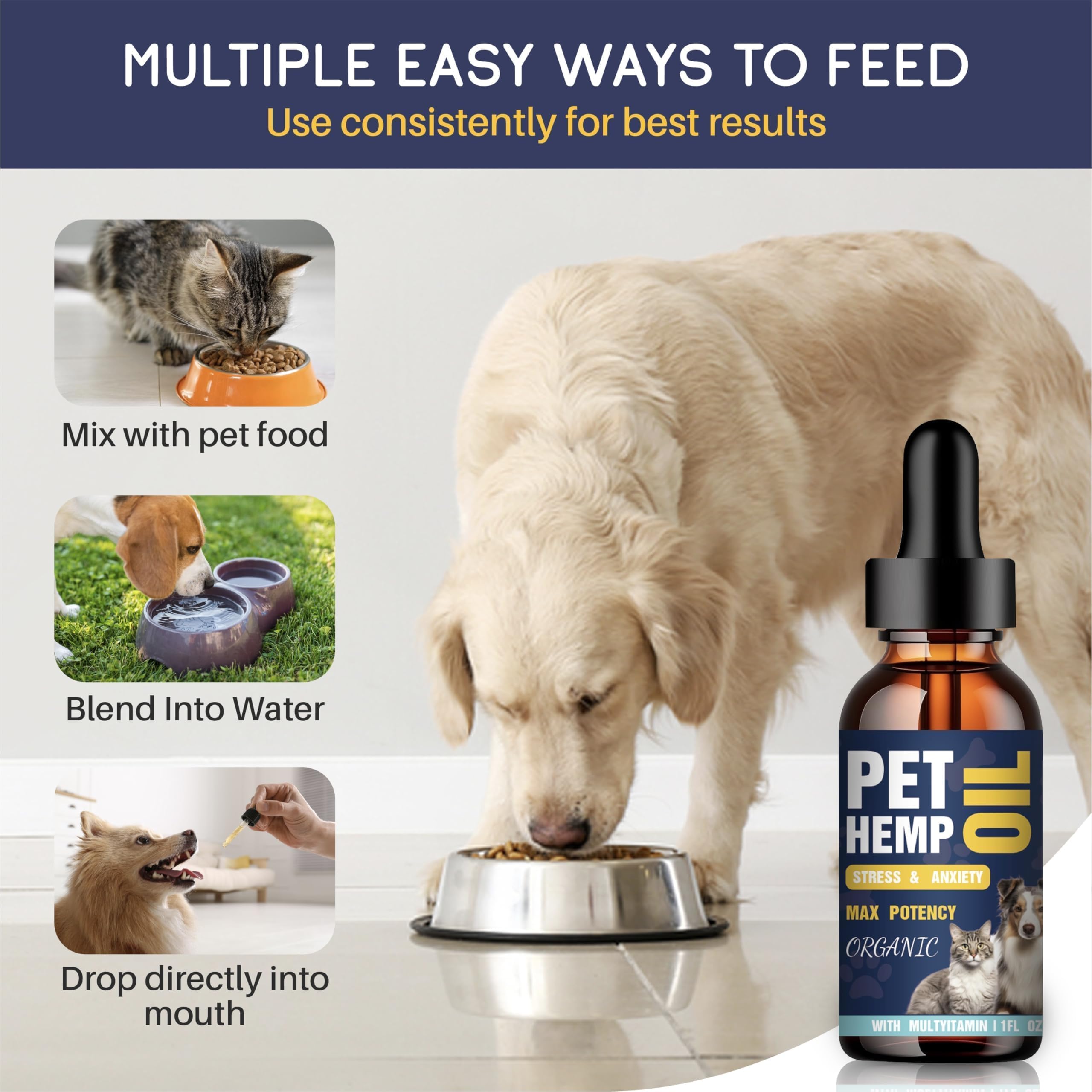 PROZIMA hemp oil dogs-cats relaxation use-case shows calmer pet.