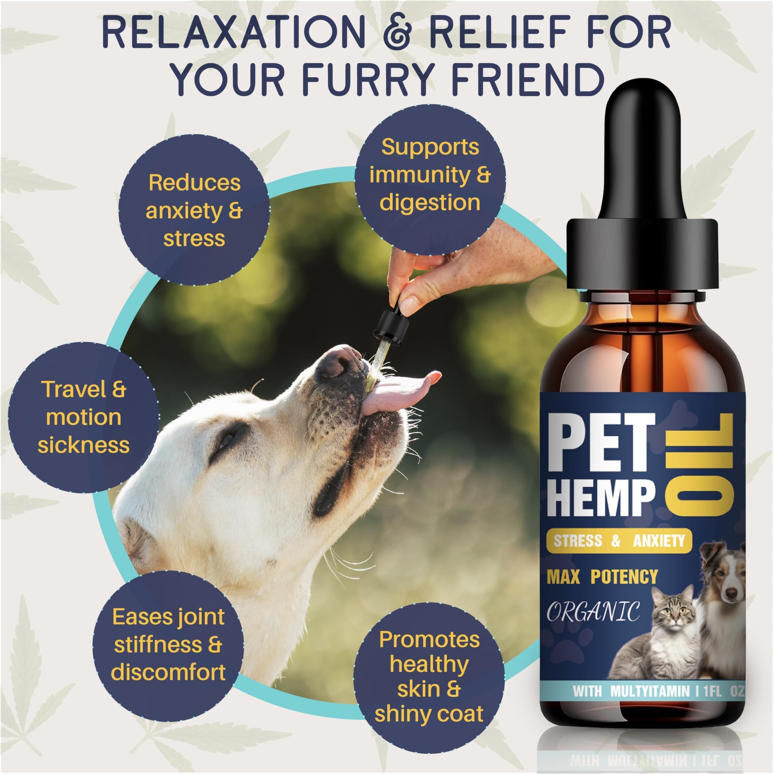 PROZIMA hemp oil drops application close-up enabling quick calming aid.