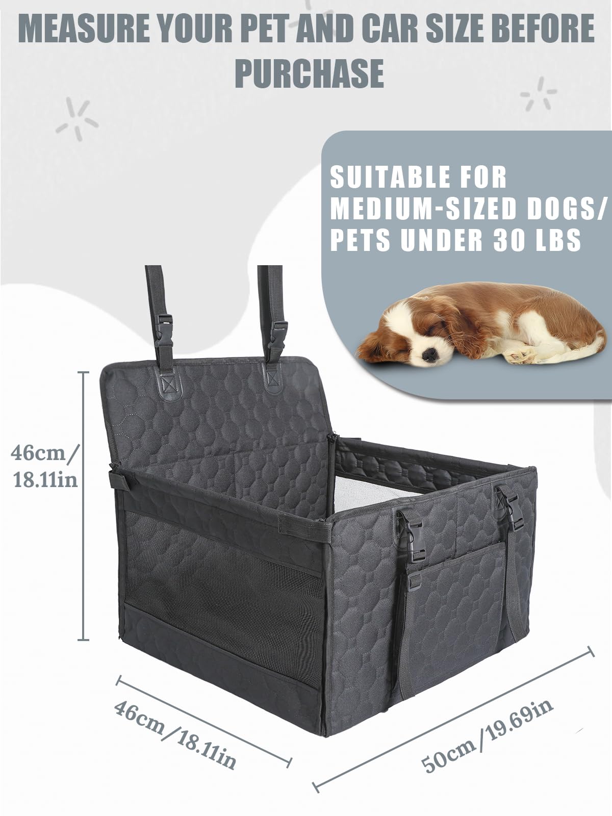 Prpeko dog car seat breathable mesh sides improve airflow and comfort