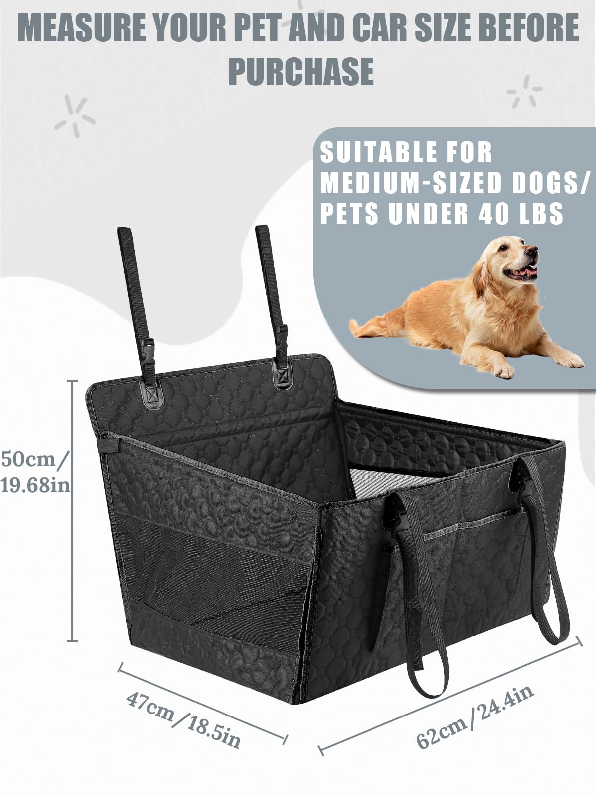 Prpeko dog car seat breathable mesh sides for airflow and comfort