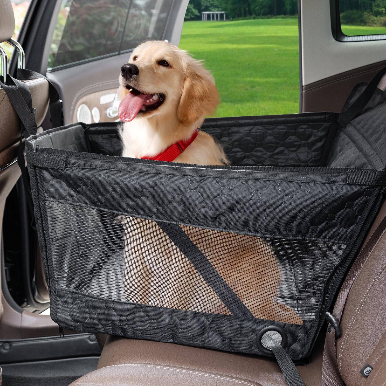 Prpeko dog car seat easy installation with mounting plates and straps