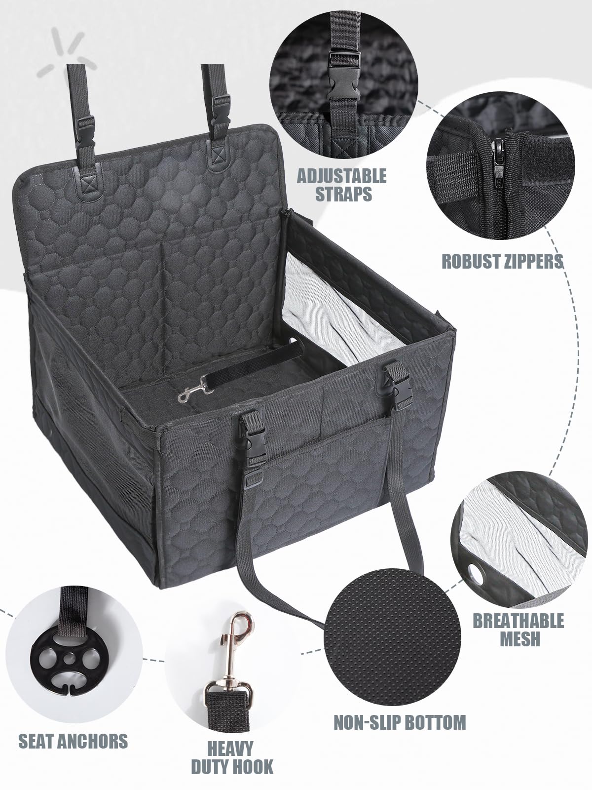 Prpeko dog seat bottom and front plates prevent tipping on sudden stops